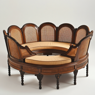 Wabi-sabi style solid wood rattan woven sofa and chair, Nordic modern simple and creative living room round sofa for home use