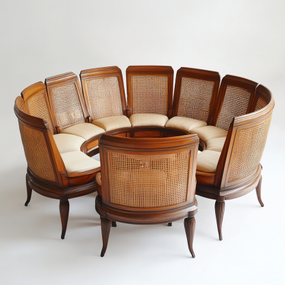 Wabi-sabi style solid wood rattan woven sofa and chair, Nordic modern simple and creative living room round sofa for home use - Image 3