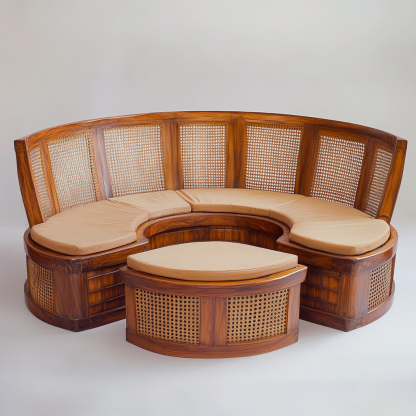 Residential furniture, sofa type, rattan and bamboo sofa, modern and simple homestay, lobby, living room, club, solid wood leisure area - Image 6