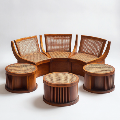 The simple and creative living room of the rattan cradle homestay features home fabric, wabi-sabi, sand-like hair and solid wood - Image 4
