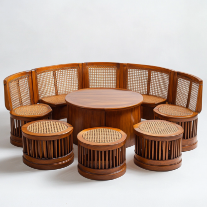 The simple and creative living room of the rattan cradle homestay features home fabric, wabi-sabi, sand-like hair and solid wood - Image 2