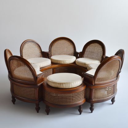 Wabi-sabi style solid wood rattan woven coffee table, Nordic modern and simple creative living room, light luxury round tea table for home use - Image 8