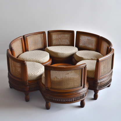 Wabi-sabi style solid wood rattan woven coffee table, Nordic modern and simple creative living room, light luxury round tea table for home use - Image 7