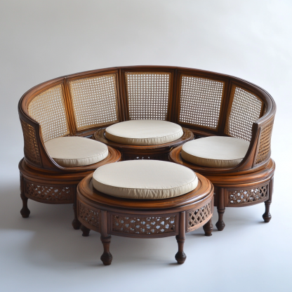 Wabi-sabi style solid wood rattan woven coffee table, Nordic modern and simple creative living room, light luxury round tea table for home use - Image 6