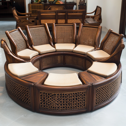 Residential furniture, sofa type, rattan and bamboo sofa, modern and simple homestay, lobby, living room, club, solid wood leisure area - Image 3