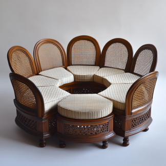 Residential furniture, sofa type, rattan and bamboo sofa, modern and simple homestay, lobby, living room, club, solid wood leisure area