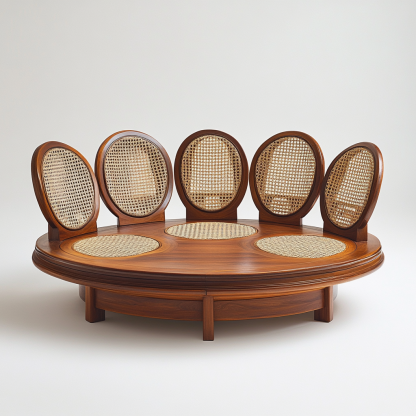 Wabi-sabi style solid wood rattan woven coffee table, Nordic modern and simple creative living room, light luxury round tea table for home use - Image 6