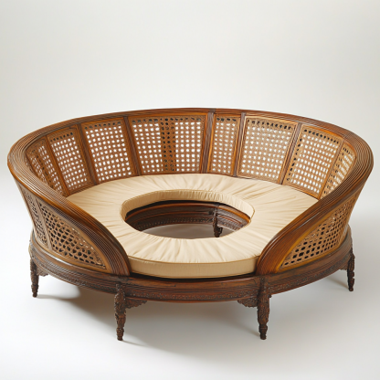 Wabi-sabi style solid wood rattan woven sofa, Nordic modern and simple creative living room home light luxury round sofa - Image 2