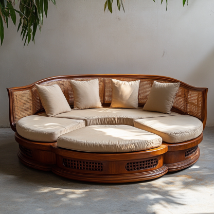 Residential furniture, sofa type, rattan and bamboo sofa, modern and simple homestay, lobby, living room, club, solid wood leisure area - Image 4