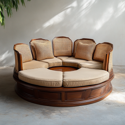 Residential furniture, sofa type, rattan and bamboo sofa, modern and simple homestay, lobby, living room, club, solid wood leisure area - Image 2