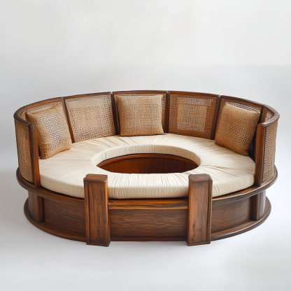 Wabi-sabi style solid wood rattan woven coffee table, Nordic modern and simple creative living room home light luxury tea table - Image 5