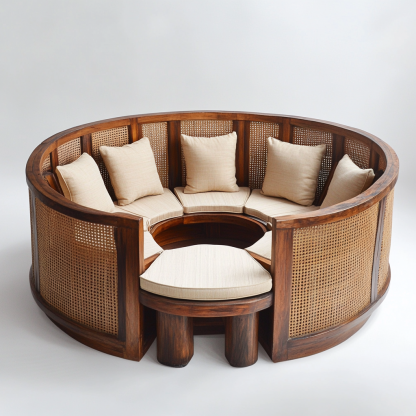 Wabi-sabi style solid wood rattan woven coffee table, Nordic modern and simple creative living room home light luxury tea table - Image 4