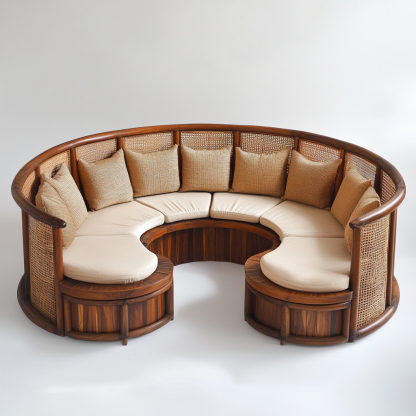 Wabi-sabi style solid wood rattan woven coffee table, Nordic modern and simple creative living room home light luxury tea table - Image 3