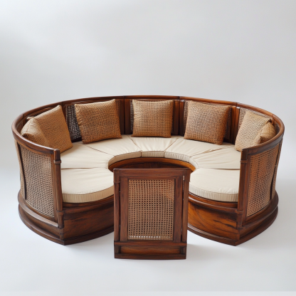 Wabi-sabi style solid wood rattan woven coffee table, Nordic modern and simple creative living room home light luxury tea table - Image 2