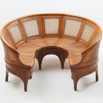Wabi-sabi style solid wood rattan woven coffee table, Nordic modern and simple creative living room, light luxury round tea table for home use - Image 3