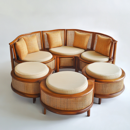 Residential furniture, sofa type, rattan and bamboo sofa, modern and simple homestay, lobby, living room, club, solid wood leisure area - Image 9
