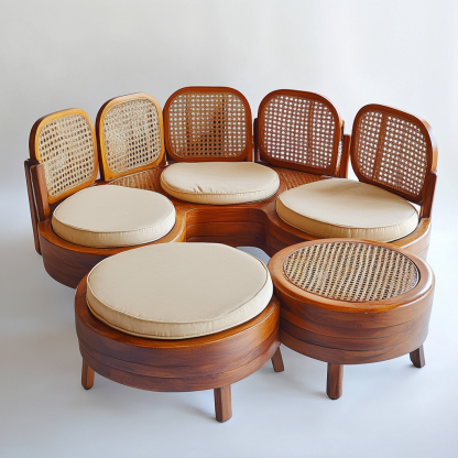 Residential furniture, sofa type, rattan and bamboo sofa, modern and simple homestay, lobby, living room, club, solid wood leisure area - Image 7