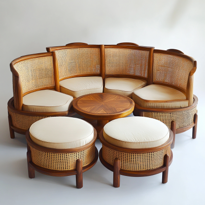 Residential furniture, sofa type, rattan and bamboo sofa, modern and simple homestay, lobby, living room, club, solid wood leisure area - Image 6