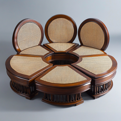Wabi-sabi style solid wood rattan woven coffee table, Nordic modern and simple creative living room, light luxury round tea table for home use - Image 4