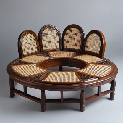 Wabi-sabi style solid wood rattan woven coffee table, Nordic modern and simple creative living room, light luxury round tea table for home use - Image 3