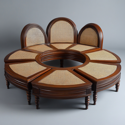 Wabi-sabi style solid wood rattan woven coffee table, Nordic modern and simple creative living room, light luxury round tea table for home use - Image 2
