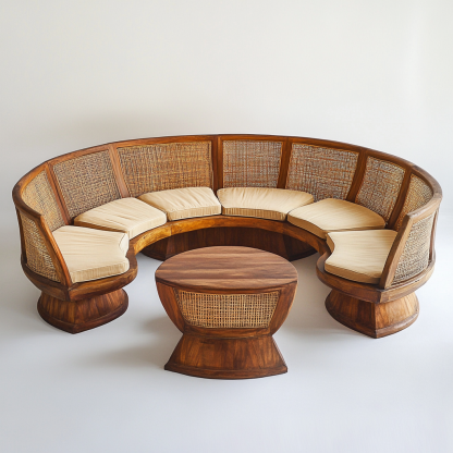 Residential furniture, sofa type, rattan and bamboo sofa, modern and simple homestay, lobby, living room, club, solid wood leisure area - Image 2