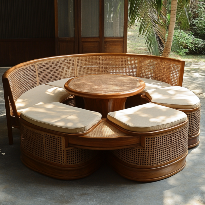Modern, simple and light luxury small-sized apartment, homestay and hotel rattan sofa in the living room - Image 5