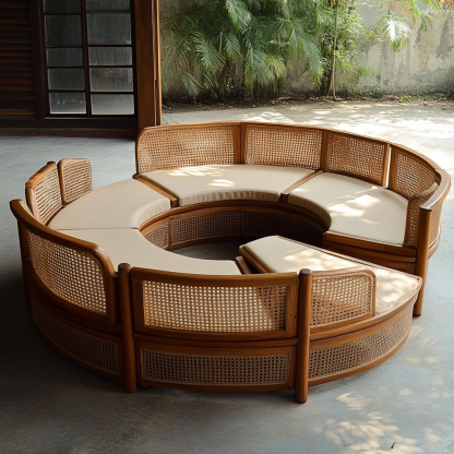Modern, simple and light luxury small-sized apartment, homestay and hotel rattan sofa in the living room - Image 4