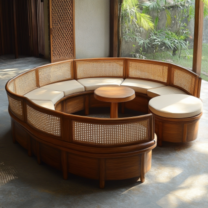 Modern, simple and light luxury small-sized apartment, homestay and hotel rattan sofa in the living room - Image 3