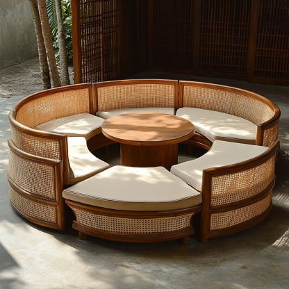 Modern, simple and light luxury small-sized apartment, homestay and hotel rattan sofa in the living room - Image 2