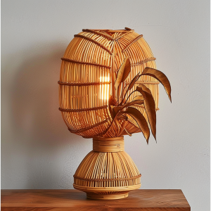 Ambient lights, column lights, courtyard decoration, luxurious, niche, high-end, fragrant style hand lamps, living room bamboo weaving, outdoor bedroom, balcony