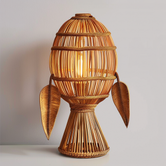 Wabi-sabi style rattan floor lamp, homestay hotel model room decorative item, Zen, Japanese and Chinese retro style