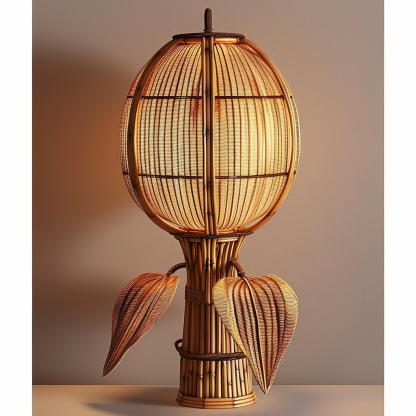 Wabi-sabi style rattan floor lamp, homestay hotel model room decorative item, Zen, Japanese and Chinese retro style - Image 4