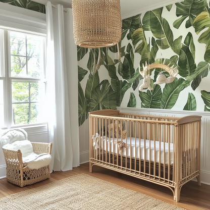 Baby crib, home children's crib, baby unpainted headboard, homestay, small floral design, Japanese style, modern and simple - Image 9
