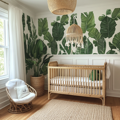 Baby crib, home children's crib, baby unpainted headboard, homestay, small floral design, Japanese style, modern and simple - Image 7