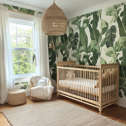 Baby crib, home children's crib, baby unpainted headboard, homestay, small floral design, Japanese style, modern and simple - Image 6