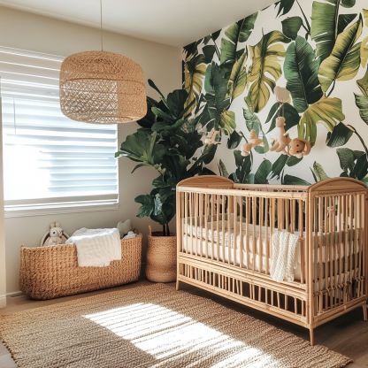 Wabi-sabi style baby bed, solid wood children's bed, Nordic simple modern bedroom baby bed - Image 5