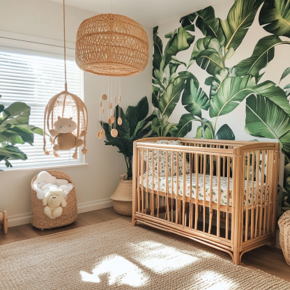 Wabi-sabi style baby bed, solid wood children's bed, Nordic simple modern bedroom baby bed - Image 4