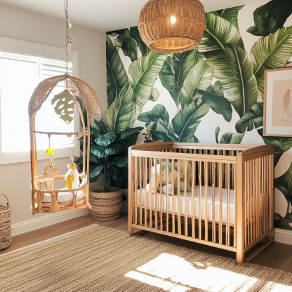 Wabi-sabi style baby bed, solid wood children's bed, Nordic simple modern bedroom baby bed - Image 3