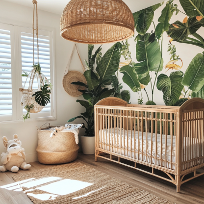 Wabi-sabi style baby bed, solid wood children's bed, Nordic simple modern bedroom baby bed - Image 2