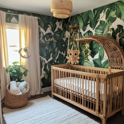 Coffee shop, Japanese cuisine, creative newborn baby cribs, multi-functional rattan weaving, rattan art - Image 3