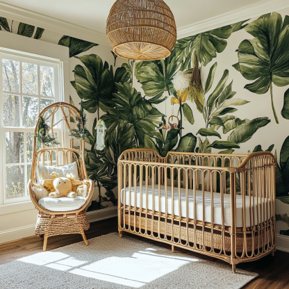 Wabi-sabi style baby crib, Nordic modern and simple children's crib - Image 9