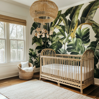 Wabi-sabi style baby crib, Nordic modern and simple children's crib