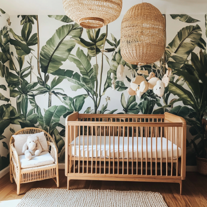 Baby crib, home children's crib, unpainted natural rattan bed for babies, homestay bedroom tatami bed frame, portable for nap time - Image 8