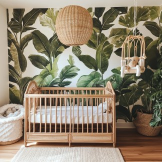 Baby crib, home children's crib, unpainted natural rattan bed for babies, homestay bedroom tatami bed frame, portable for nap time