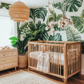 Baby crib, high-end European white, natural wood color, 0-6 years old, spliced solid wood children's crib