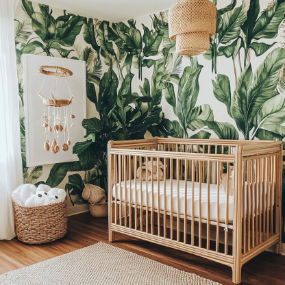 Baby crib, high-end European white, natural wood color, 0-6 years old, spliced solid wood children's crib - Image 3