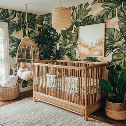 Wabi-sabi style baby crib, Nordic modern and simple children's crib - Image 5