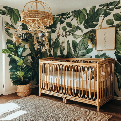 Wabi-sabi style baby crib, Nordic modern and simple children's crib - Image 4