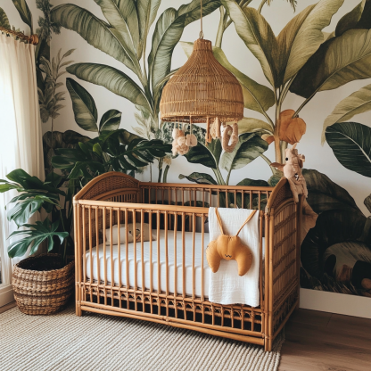 Baby crib, home children's crib, unpainted natural rattan bed for babies, homestay bedroom tatami bed frame, portable for nap time - Image 4